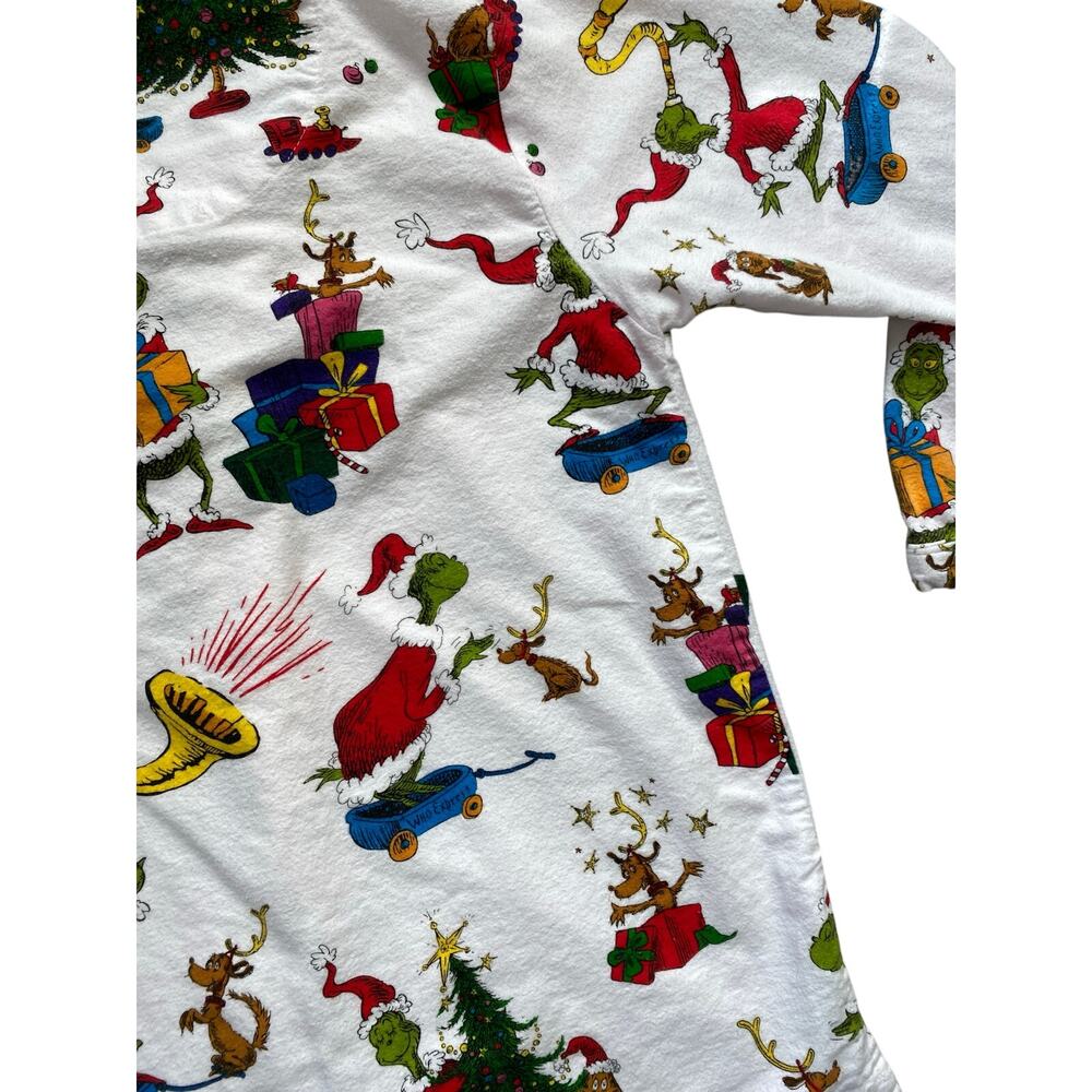 Pottery Barn Teen Dr S Ginch Flannel Pajama Set Sz L White Multi Holiday - Picture 8 of 11